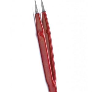 Straight Thin Nose Tweezers by Amati with a rubber handle